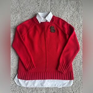 Ralph Lauren Red Crewneck Sweater with Logo